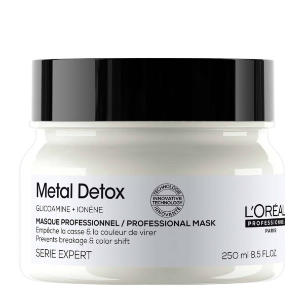 L'Oreal Professionel Metal Detox Mask 250ml Μάσκα αποτοξίνωσης μαλλιών. Τα μαλλιά γίνονται πιο δυνατά. Το χρώμα διαρκεί περισσότερο με 2x περισσότερη λάμψη. Επαγγελματική εγγύηση για τη  βαφή, το balayage και το ξάνοιγμα.
