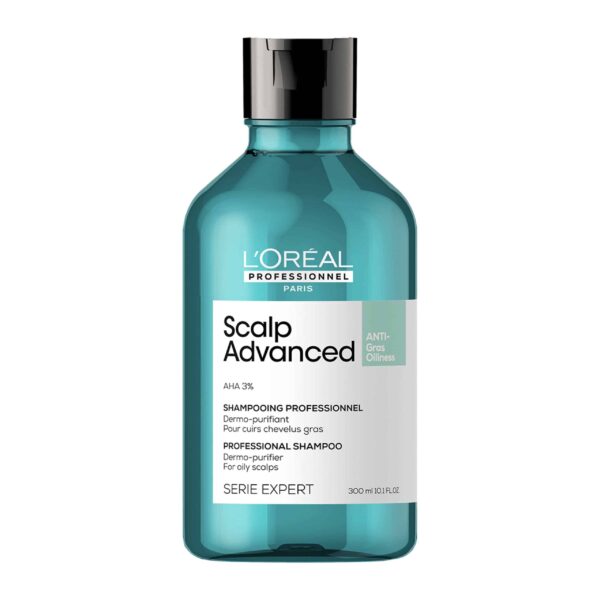 L'Oreal Professionnel Scalp Relief A-Oily Σαμπουάν 300ml Anti-Oiliness Dermo-Purifier Σαμπουάν Για Λιπαρά Μαλλιά - Scalp Advanced Ανάλαφρη τζελ σύνθεση που εξυγιαίνει το τριχωτό και την τρίχα απομακρύνοντας τα κατάλοιπα προϊόντων, τον ιδρώτα και το σμήγμα, για αναζωογόνηση και αίσθηση φρεσκάδας.
