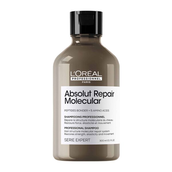 L'Oreal Professionel Absolut Repair Molecular Shampoo 300ml Σαμπουάν Επανόρθωσης Χωρίς Θειικά Άλατα Για Ταλαιπωρημένα Μαλλιά - Επανορθώνει και ενδυναμώνει τα μαλλιά. - + 86% απαλότητα¹. - Για όλους τους τύπους ταλαιπωρημένων μαλλιών. ¹Εργαστηριακό τεστ