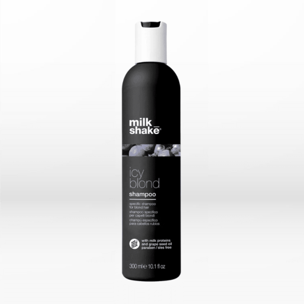Milkshake Icy Blond Shampoo για Ξανθά ή με ανταύγειες μαλλιά. Παρατείνει τα αποτελέσματα των γκρι ή ασημί τόνων. Βοηθά στην εξουδετέρωση των ανεπιθύμητων τόνων