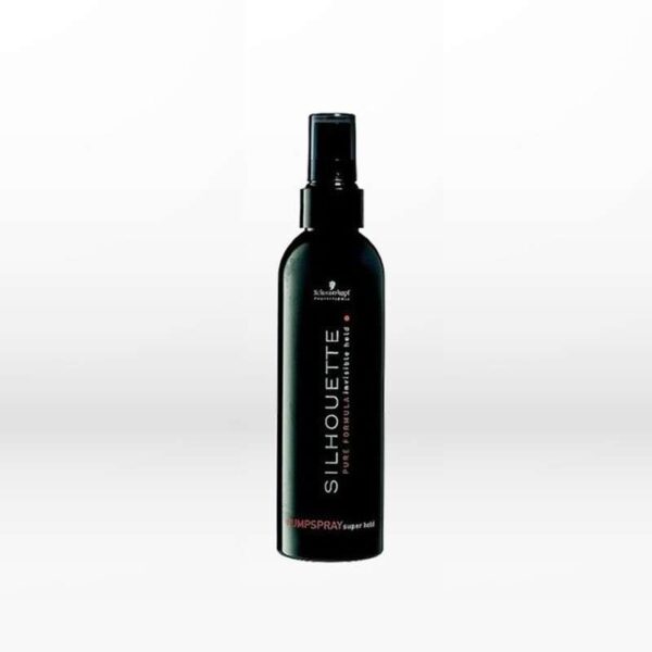 Schwarzkopf Professional Silhouette Super Hold Pump Spray για πολύ δυνατό κράτημα που δημιουργεί σχήματα με ακρίβεια στη δομή. Χαρίζει στα μαλλιά λάμψη.