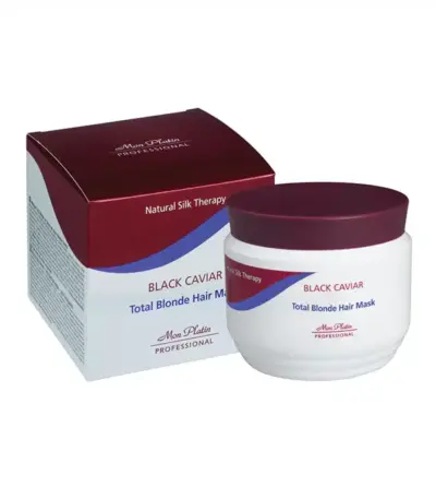 Mon Platin Black Caviar Total Blond Hair Mask 250ml Θεραπεία θρέψης & ενυδάτωσης για ξανθά μαλλιά, μετά από τεχνικές ξανοίγματος ή πολύ ανοιχτόχρωμα.  Βοηθά στη διατήρηση της καθαρότητας του χρώματος.  Δεν περιέχει άλατα και είναι συμβατό με διάφορες  θεραπείες. PH 4,5-5
