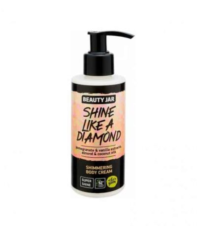 Beauty Jar “Shine Like A Diamond” Κρέμα Σώματος Με Shimmer 150ml Με εκχύλισμα Ροδιού και Βανίλιας, Αμύγδαλο και έλαιο Καρύδας.  92% φυσικά συστατικά Χωρίς SLS, Parabens και πειράματα σε ζώα.