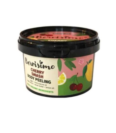 Beauty Jar Berrisimo"Cherry Smash" Body Peeling 300gr Με έλαιο Κερασιού, εκχύλισμα Φασκόμηλου, βούτυρο Κακάο, έλαιο Λεμονιού.  Εγκεκριμένα συστατικά από τον οργανισμό COSMOS-standard. 0% επιβλαβή συστατικά. Κατάλληλα για Vegan & Cruelty Free.