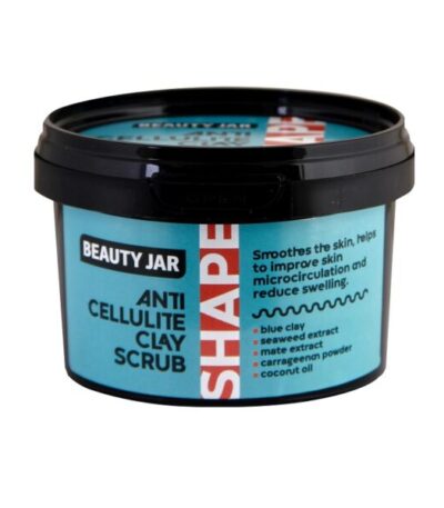 Beauty Jar Shape “Anti-Cellulite Clay Scrub” Scrub Αργίλου Kατά Της Κυτταρίτιδας 380gr Μπλε άργιλος, Εκχύλισμα φυκιών, Εκχύλισμα Mate, Σκόνη καραγενάνης, Έλαιο καρύδας Χωρίς SLS, Parabens και πειράματα σε ζώα.