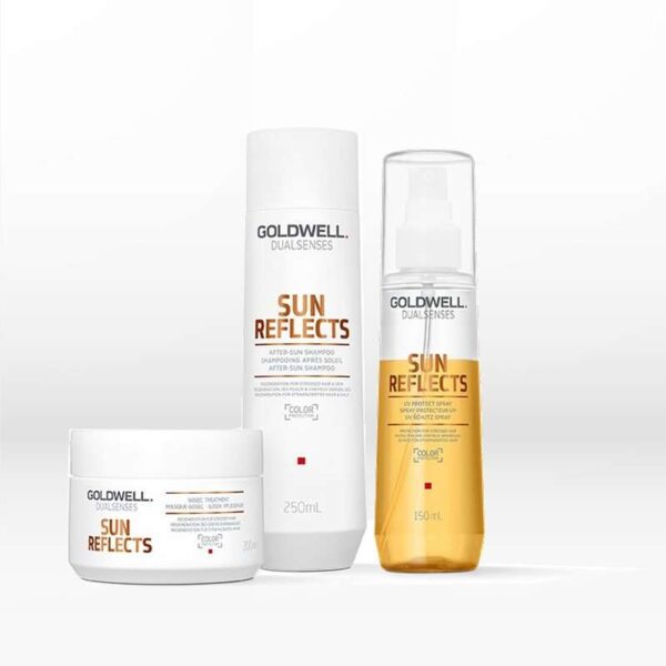 Goldwell Dualsenses Sun Reflects Kit (After-Sun Shampoo 250ml, Mask 200ml & UV Protect Spray 150ml) Ολοκληρωμένο αντιηλιακό πακέτο προστασίας για τα μαλλιά.