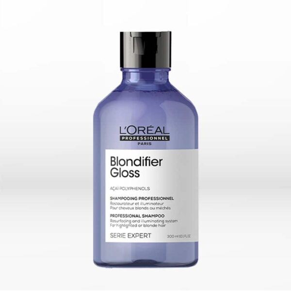 L΄Oreal Professionnel Serie Expert Blondifier Gloss Σαμπουάν 300ml Σαμπουάν ειδικά σχεδιασμένο για ξανθά μαλλιά. Προσφέρει απαλό καθαρισμό, χαρίζει εντατική λάμψη και θρέψη και δίνει λείο αποτέλεσμα στα ευαισθητοποιημένα μαλλιά. Κατάλληλο για όλους τους τύπους ξανθών μαλλιών.