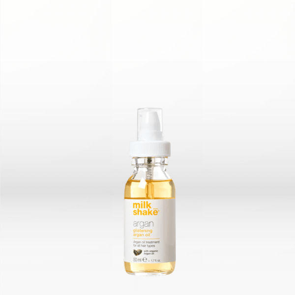 Milkshake Glistening Argan Oil 50ml Aργκάν έλαιο που περιποιείται και θρέφει αμέσως τα μαλλιά δίνοντάς τους υγιή όψη, ογκώδες και απίστευτα λαμπερό αποτέλεσμα.
