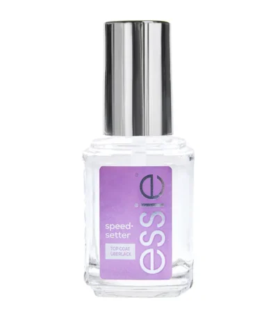 Essie Nail Care Speed Setter Top Coat Η φόρμουλα έντονης λάμψης "σφραγίζει" και προσφέρει ένα κομψό & γεμάτο τελείωμα με εφέ σαν gel,σε λιγότερο από ένα λεπτό.