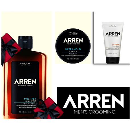 Arren Promo Box (Ultra Hold Pomade 100ml - Maximum Styling Gel 150ml + Multiply Shampoo 400ml Free)