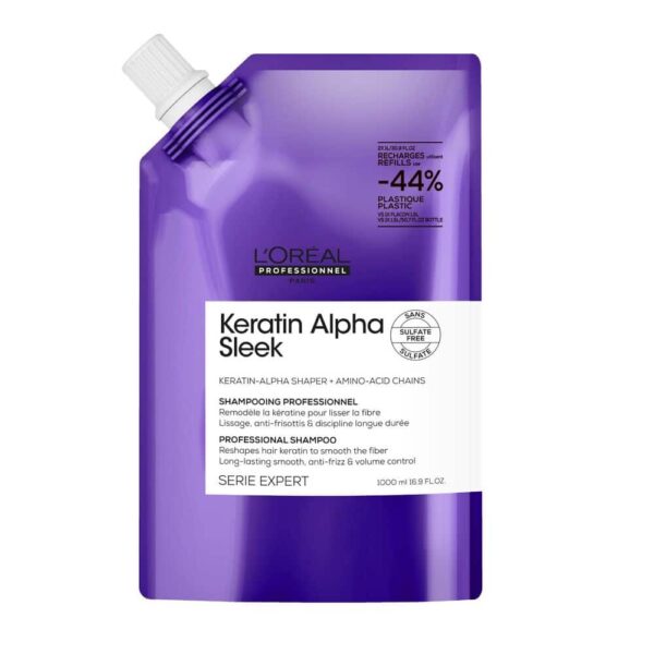L'Oreal Professionel Keratin Alpha Sleek Shampoo 1000ml Refill