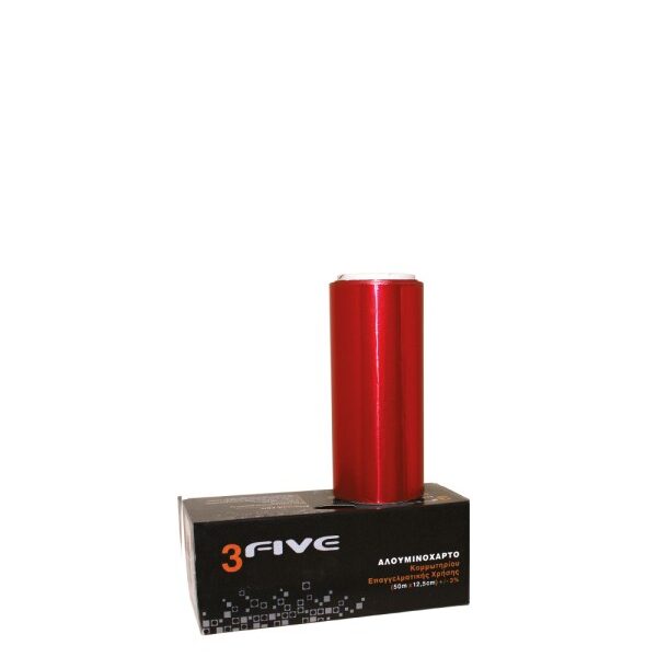 Red cylindrical bottle standing upright on a black branded box with white/orange text, set against a white background.