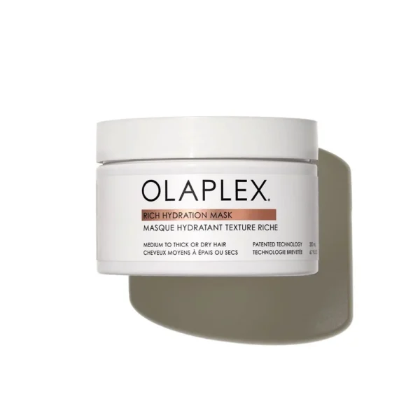 Olaplex Rich Hydration Mask jar on a white background with a soft shadow to the right