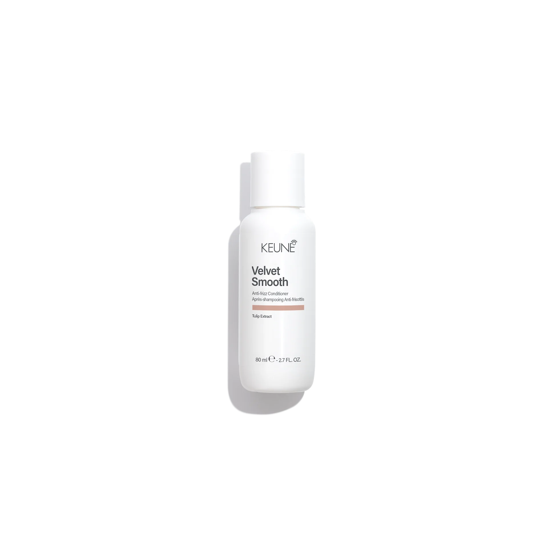 Care-Velvet-Smooth-Conditioner-80ml - GoHair.gr White bottle of Keune Velvet Smooth anti-frizz conditioner with tulip extract, 80 ml, shown against a plain background