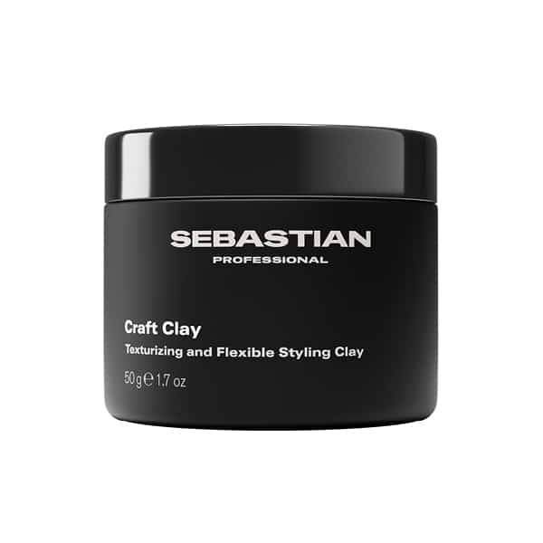Sebastian Professional Craft Clay jar: black container with white text, reads 'Craft Clay' and 'Texturizing and Flexible Styling Clay', 50 g (1.7 oz).