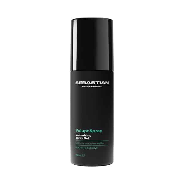 Sebastian Professional Volupt Spray volumizing spray gel bottle in black packaging with teal text
