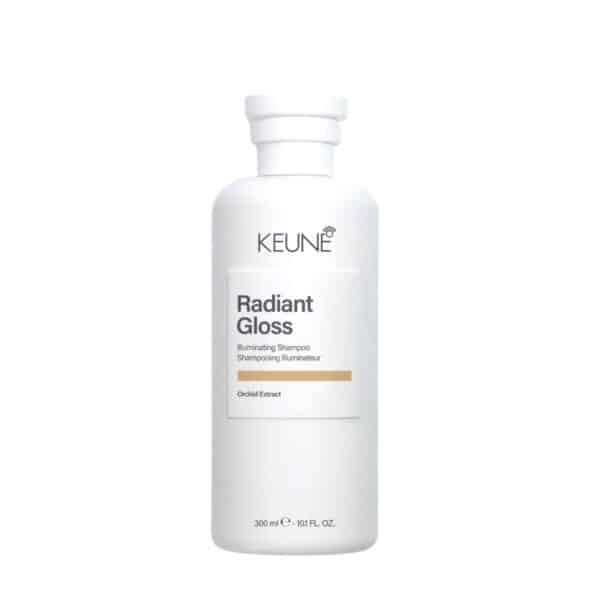 White Keune Radiant Gloss Illuminating Shampoo bottle with Orchid Extract, 300 ml label visible