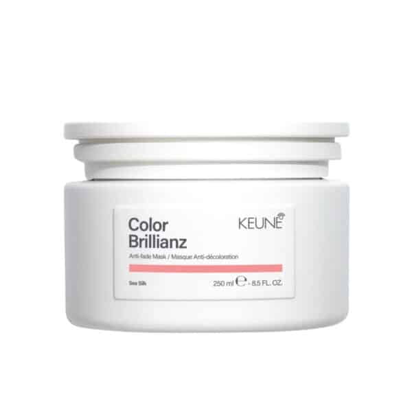 Keune Color Brillianz anti-fade mask in a white jar with pink label, Sea Silk, 250 ml (8.5 fl oz)