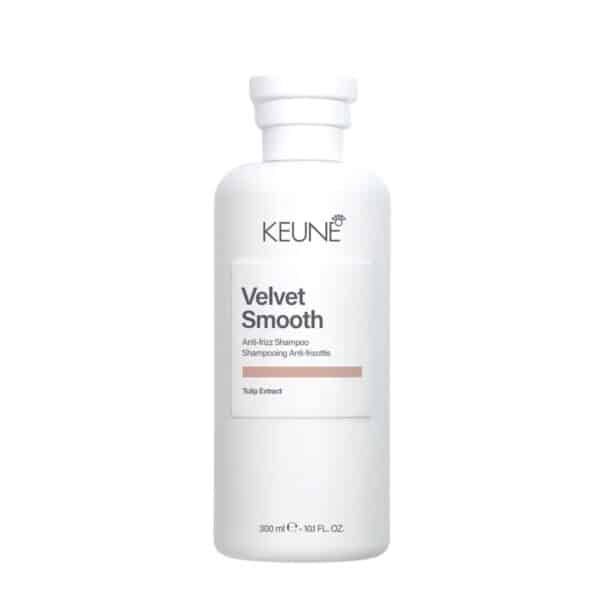Keune Velvet Smooth anti-frizz shampoo bottle with Tulip Extract, 300 ml