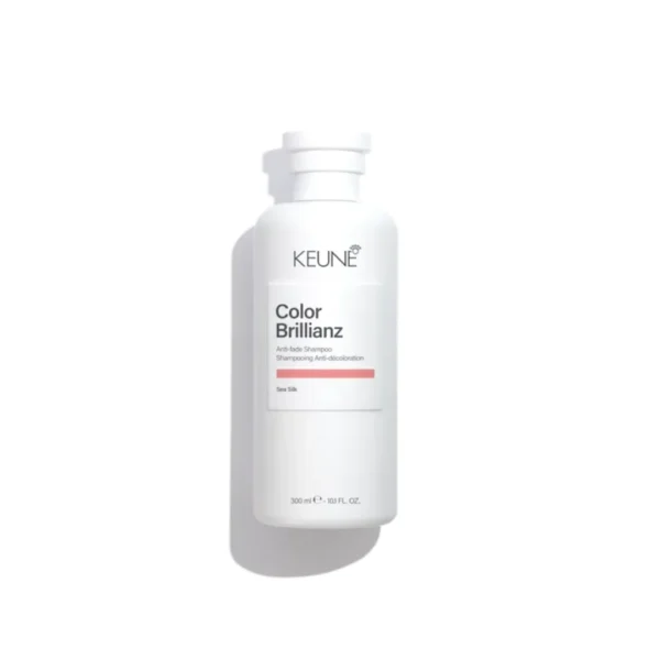 Keune Color Brillianz anti-fade shampoo bottle with white label, 300 ml (Sea Silk).